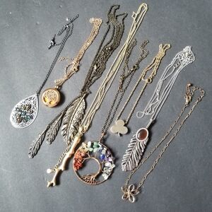 Forest Themed Necklaces Leaf Plants Bamboo Vintage